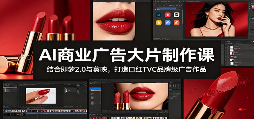 AI商业广告大片制作课:结合即梦2.0与剪映,打造口红TVC品牌级广告作品-聊项目