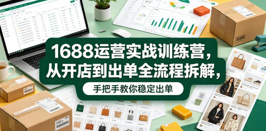 1688运营实战训练营，从开店到出单全流程拆解，手把手教你稳定出单(更新0620)-聊项目