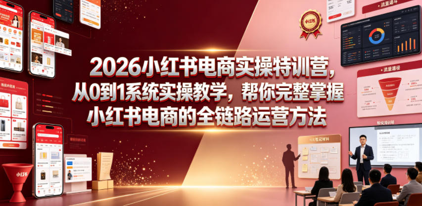 2026小红书电商实操特训营,从0到1系统实操教学,帮你完整掌握小红书电商的全链路运营方法-聊项目