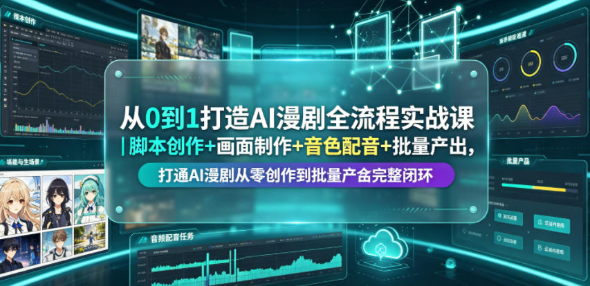 从0到1打造AI漫剧全流程实战课|脚本创作+画面制作+音色配音+批量产出,打通AI漫剧从零创作到批量量产完整闭环-聊项目