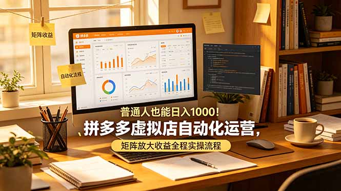 普通人也能日入 1000!拼多多虚拟店自动化运营,矩阵放大收益全程实操流程-聊项目