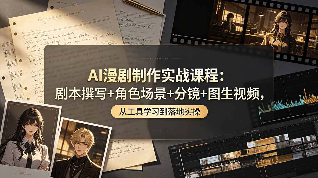 AI漫剧制作实战课程:剧本撰写+角色场景+分镜+图生视频,从工具学习到落地实操-聊项目