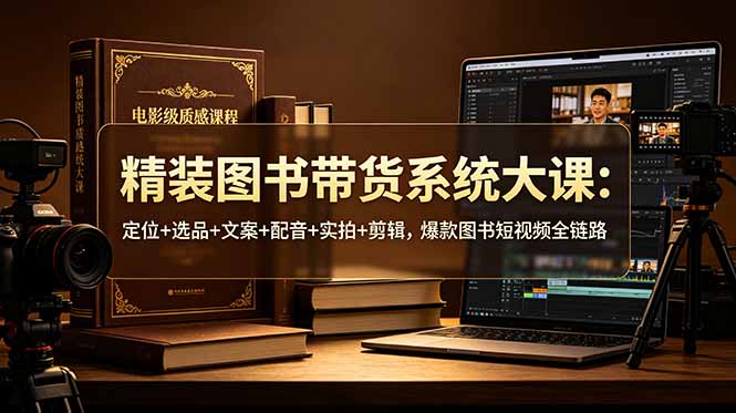 精装图书带货系统大课:定位+选品+文案+配音+实拍+剪辑,爆款图书短视频全链路-聊项目